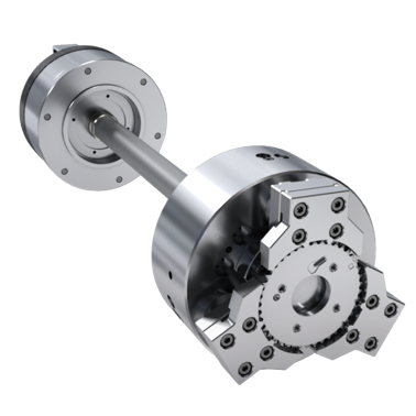 Pull Down Power Chuck & Compact style Rotary Hydraulic Cylinder with Air Connection and Safety Device(3D-08 & RE-A)