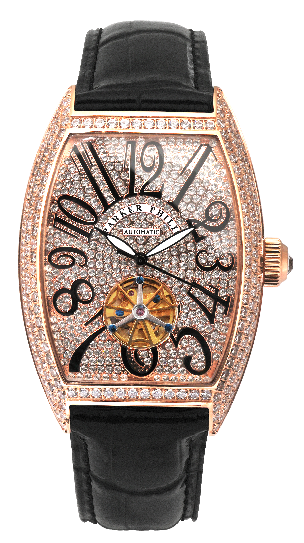 PARKER PHILIP
派克菲利浦酒桶滿天星透視飛行擺輪機械錶