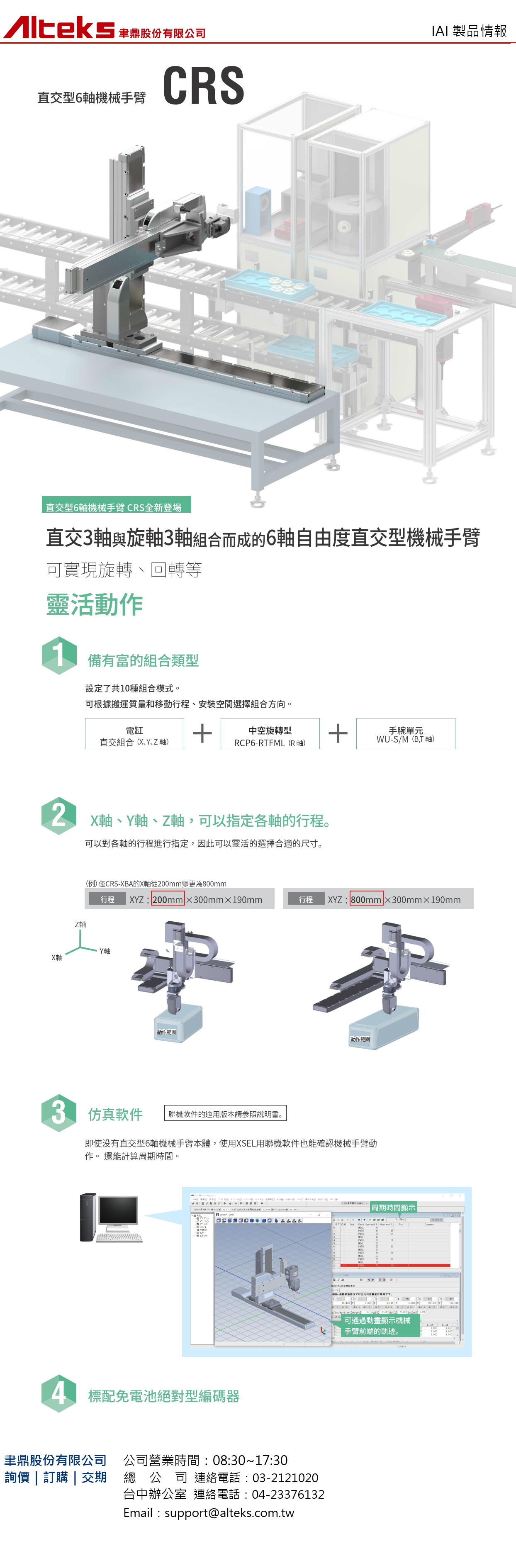 直交型6軸機械⼿臂 CRS