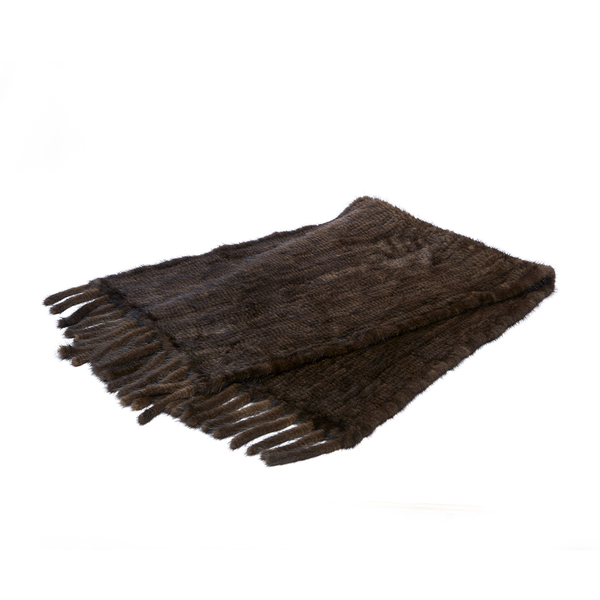 皮草時尚-天然水貂手工編織沙發毯/床毯60X170