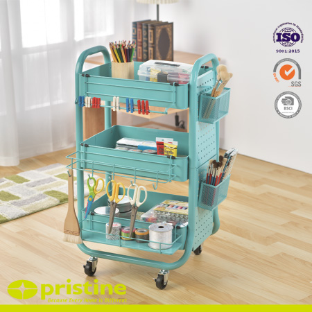Metal Shelf Rolling Carts with Accessaries (No.BC341E)