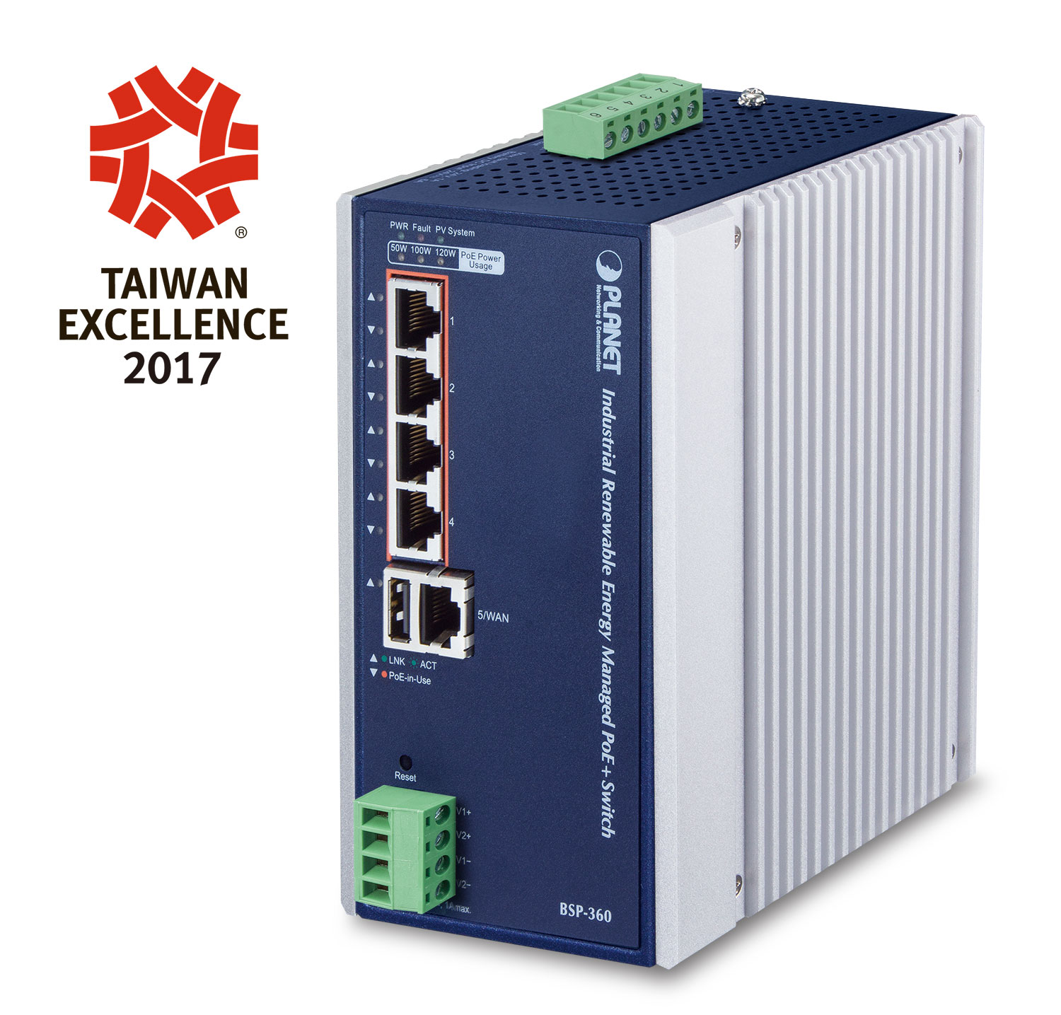 【BSP-360】Industrial Renewable Energy 4-Port 10/100/1000T 802.3at PoE  Managed Ethernet Switch